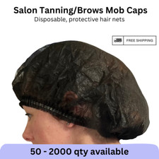Vanity UK Mob Caps (50-2000) Disposable Black Hair Net Spray Tan Salon Catering