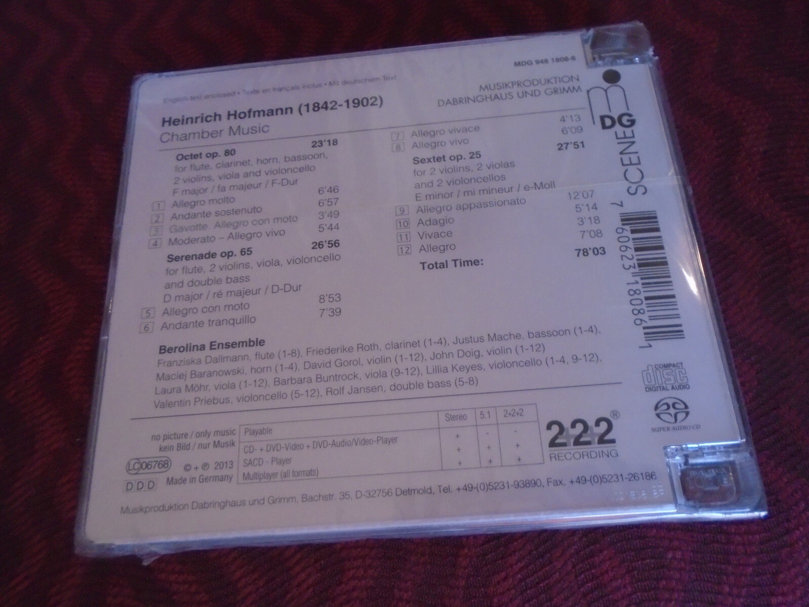 HEINRICH HOFMANN: OCTET; SERENADE; SEXTET - New Sealed CD