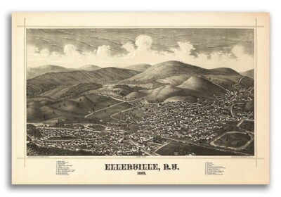 Ellenville New York 1887 Historic Panoramic Town Map - 24x36