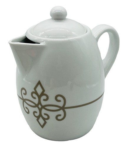 Starbucks White Gold Scroll 2015 Ceramic Coffee Tea Pot 30 oz 900ml