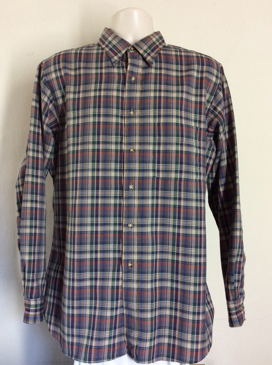 Vtg 70s 80s Sir Pendleton Wool Long Sleeve Plaid Shirt L Button