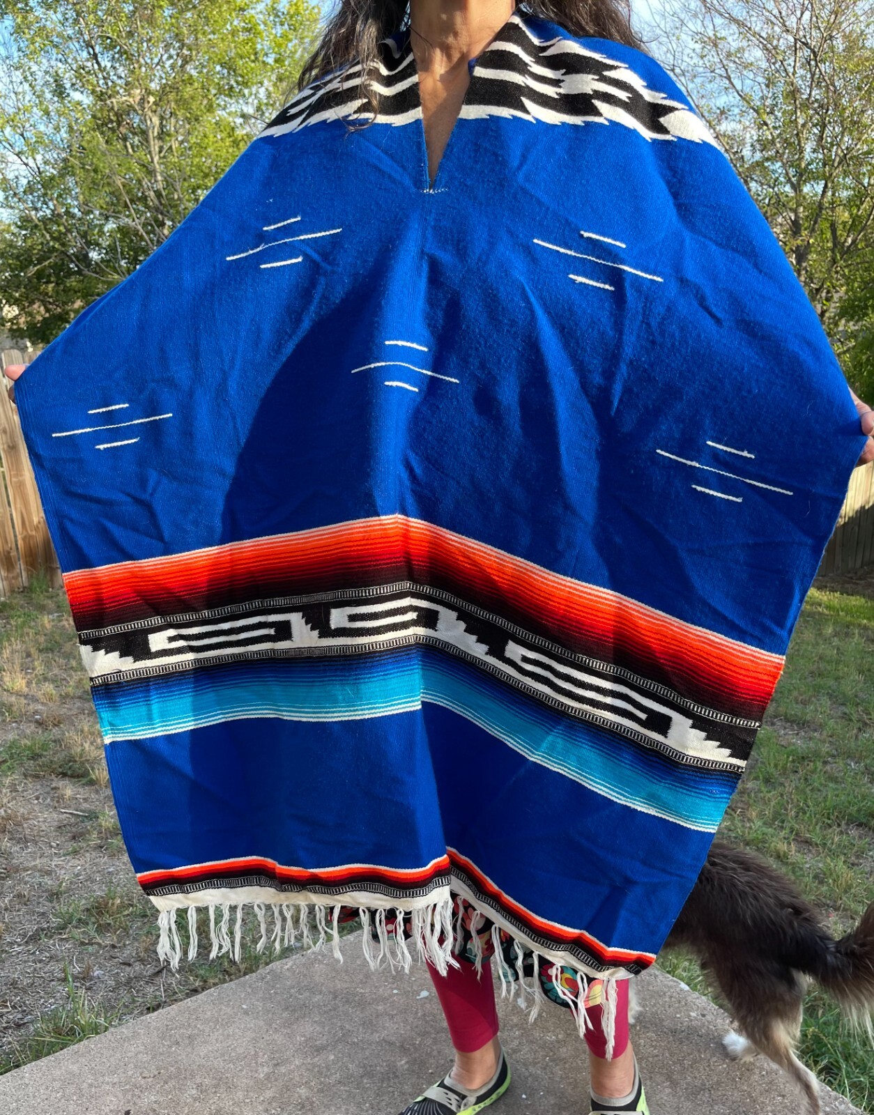 Vintage 1960s Vibrant Mexican Poncho Saltillo Ser… - image 3