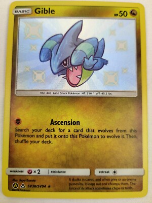 shiny gible pokemon card Trading Game Hidden Fates Rare SV38 [Fairy]2 Gible Pokemon Cards Price Guide