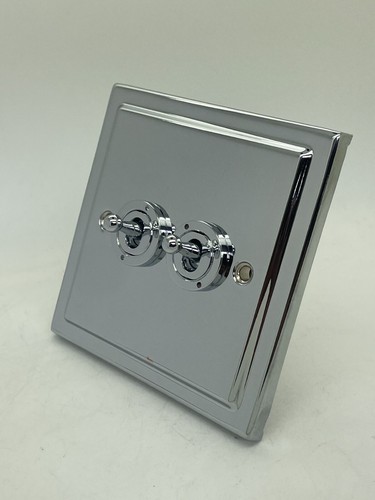 Art Deco Regency Polished Chrome Stepped Edge Sockets and Switches - Victorian - Picture 10 of 18