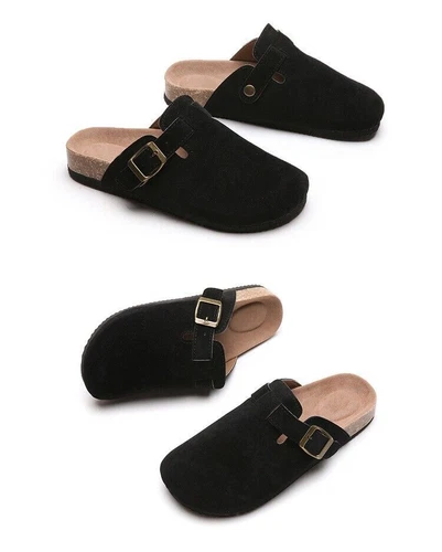 Clogs Hausschuhe Kork Fußbett Sandalen Wildleder Pantoletten Rutschen Berufssch - Bild 8 von 26