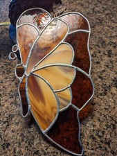 Large Handmade Butterfly Sun catcher Leaded Stained Glass Art Window Hanging