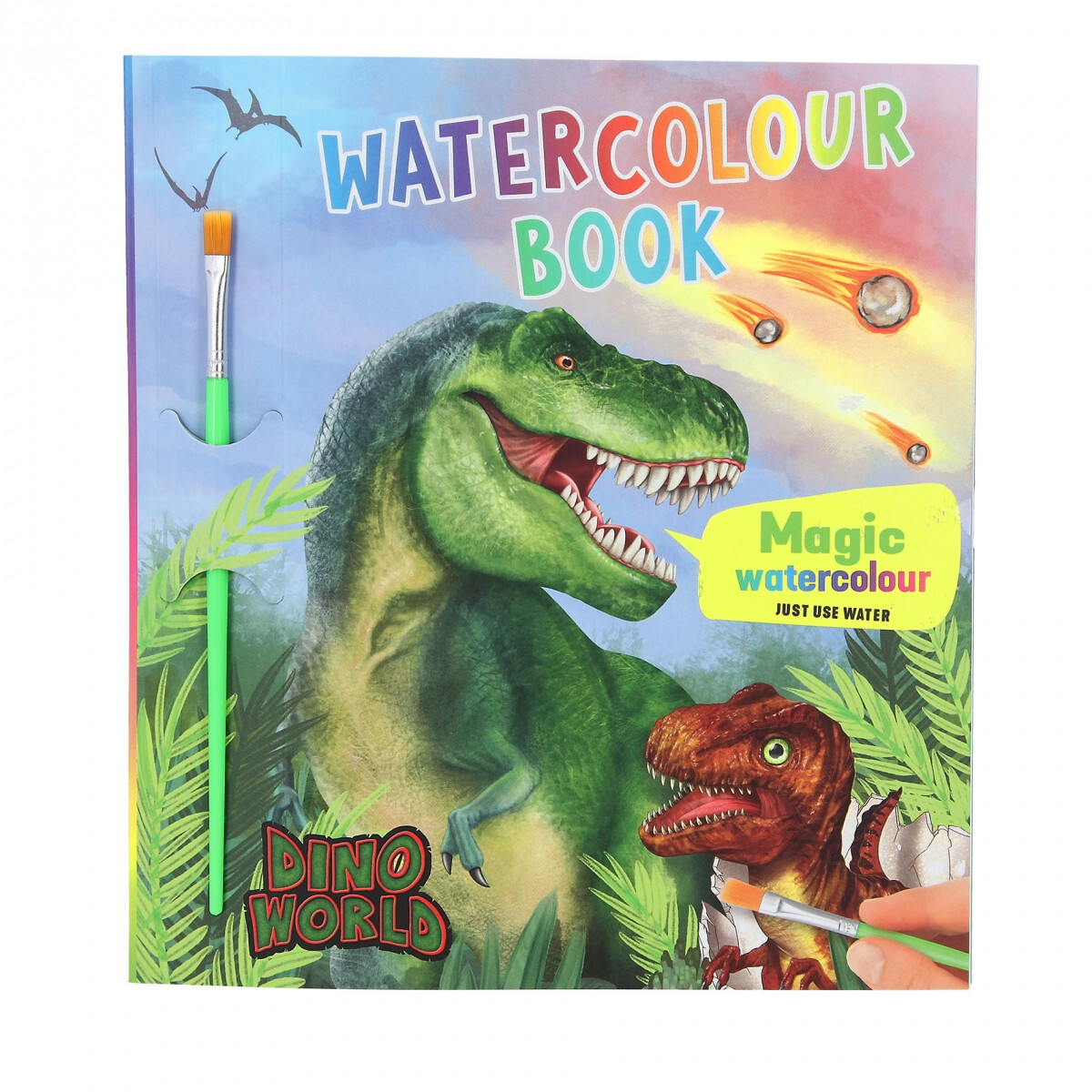 Dino World Watercolour book with paintbrush Dinosaur colouring book Dinosaurs