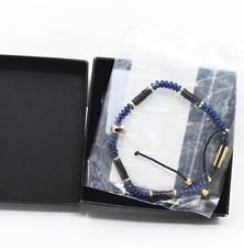 Pulsera Northskull Negro Ónix Lapislázuli y Oro Ático Calavera Macramé STMAYG2221LP