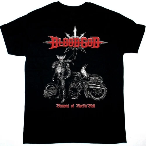 BLOOD GOD DEMONS OF ROCK'N'ROLL Cotton Black T Shirt S-5XL For Men TU367