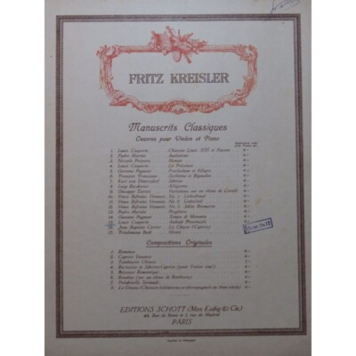 Couperin Louis Aubade Provencale Piano Violin 1911