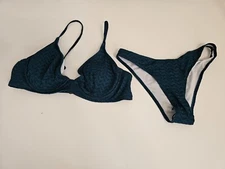 Women Swim Basics Solid Underwire Bikini Swimsuit Set Teal Size US S/M NEW