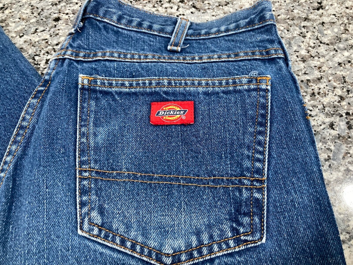 Vintage Dickies 34x32 Blue Jeans Work Pants Old School