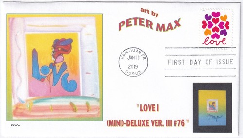 PETER MAX LOVE 1 MINI- DELUXE FDC- DWc CACHET - 第 1/1 張圖片