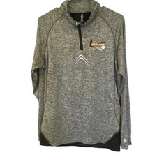 Green Layer "Giant Race" Quarter Zip Pullover Running Sweatshirt Sz Small Gray