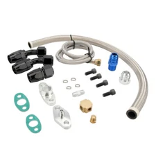 Turbo Charger Oil Drain Return Line Oil Feed Complete Kit For T3 T4 T70 T66 GT35