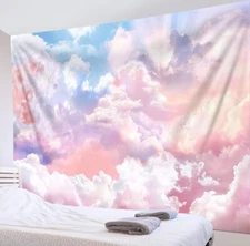 HVEST Ocean Beach Tapestry Wall Hanging, Sunset Seabird and 92.5” X 70.9”