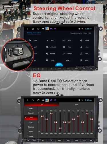 Head Unit for Skoda Octavia Columbus Fabia Roomster Yeti VW Golf MK6 GPS BT - Picture 10 of 12