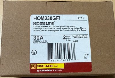 SQUARE D HOMELINE HOM230GFI  HOM230GFIC  2-POLE 30A GFCI BREAKER NEW IN BOX