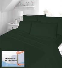 Image of 180 Thread Extra Deep 16" Percale Fitted Sheets Bed Linen Hotel Quality