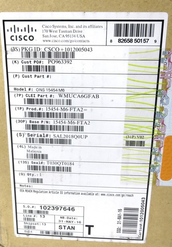 CISCO 15454-M6-FTA2= WMUCA6GFAB 6 Slot Service MSTP Chassis 2nd Gen Fan Tray - Picture 2 of 3