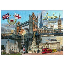 London England Landmarks and Icons Collage Jigsaw Puzzle 500 pcs