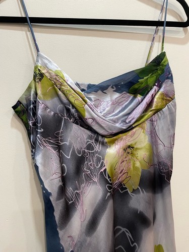Vestido sin Mangas Asimétrico Cuello Capucha Estampado Floral Años 90 De Colección Y2K L Fairycore Garden - Imagen 2 de 9