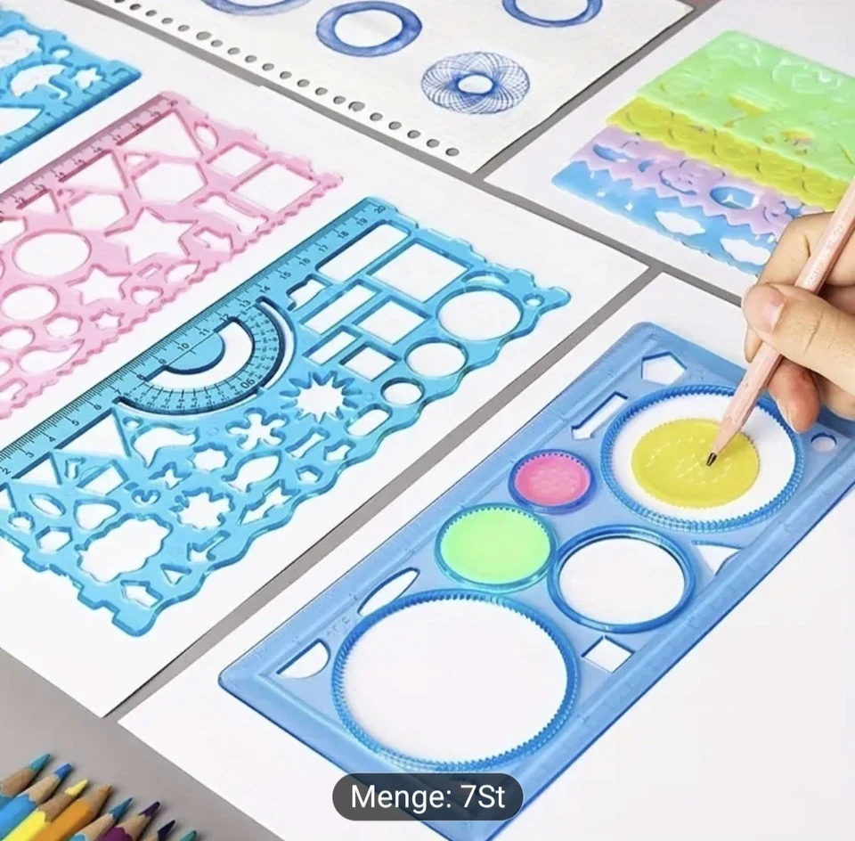 Schablonen❤️🩹7erSet❤️Geometrische Zeichenschablone❤️🩹Multifunktion❤️Vorlage - Bild 2 von 4