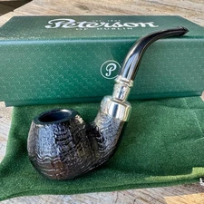 Peterson System Spigot Black Sandblasted Bent Apple (302) P-Lip Pipe Sterling