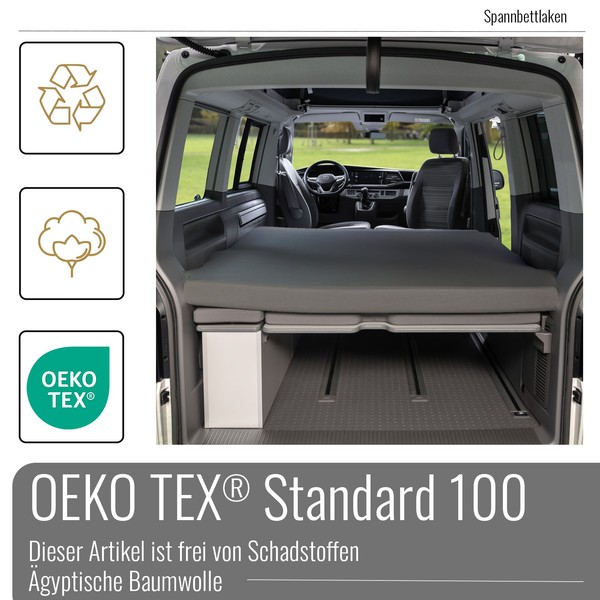 Spannbettlaken VW California Beach Camper Van Faltbett T5/T6/T6.1 VAN Grau-image