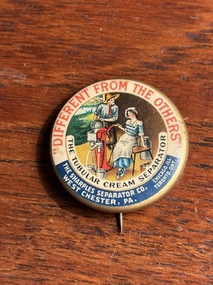 Sharpies Tubular Cream Separator Dairy pinback button w/ Backing Paper