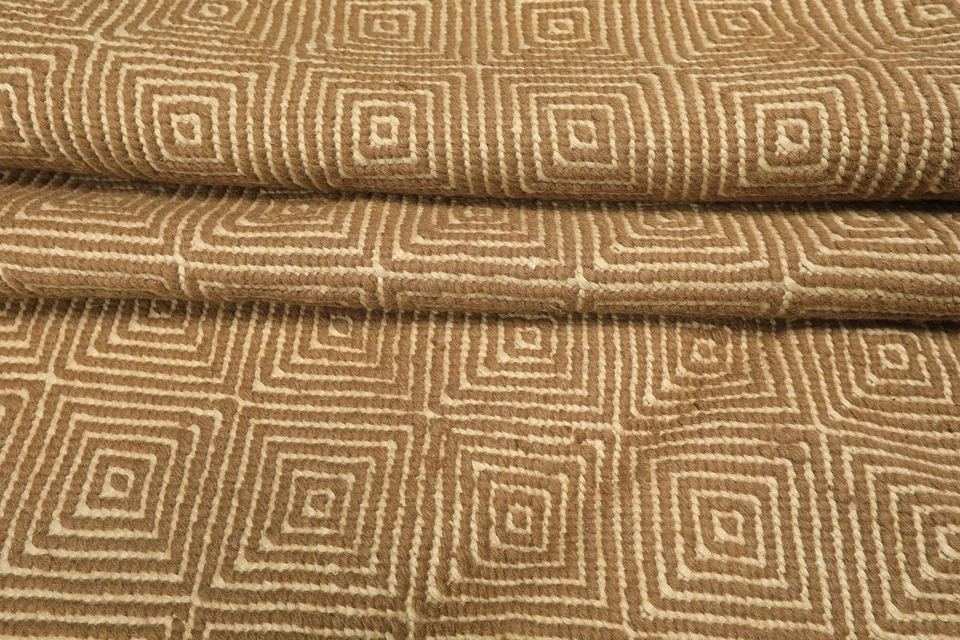 Tapete geométrico texturizado moderno tecido à mão lã ouro kilim 8x10 tecido plano - Imagem 4 de 4