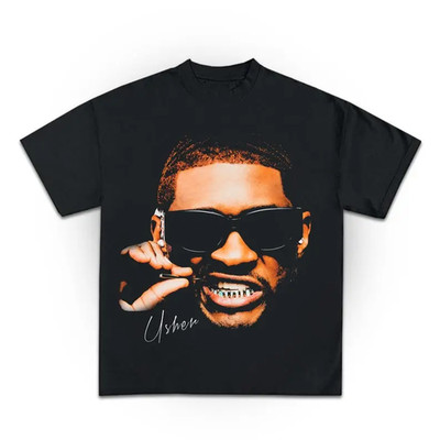 Usher Singer Gift For Fan Unisex Print Black T- Shirt Full Size S- 5XL US213