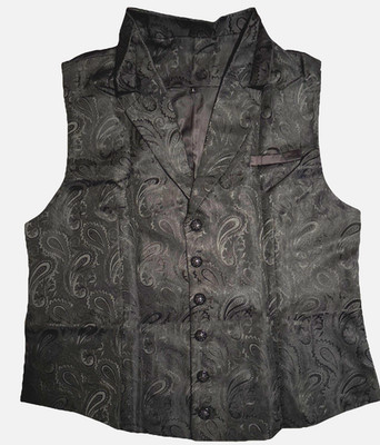 Men's Sz L Black Vest Vampire Steampunk Victorian Renaissance Goth Style Costume