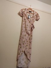 Nasty Gal NaaNaa Blush Floral wrap Maxi Dress UK Size 8 pink - flowers