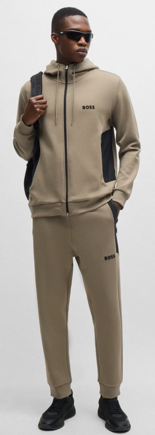 HUGO BOSS Mens Tracksuit Set Hoodie + Jogger Pants Lt Green Black AUTHENTIC NEW