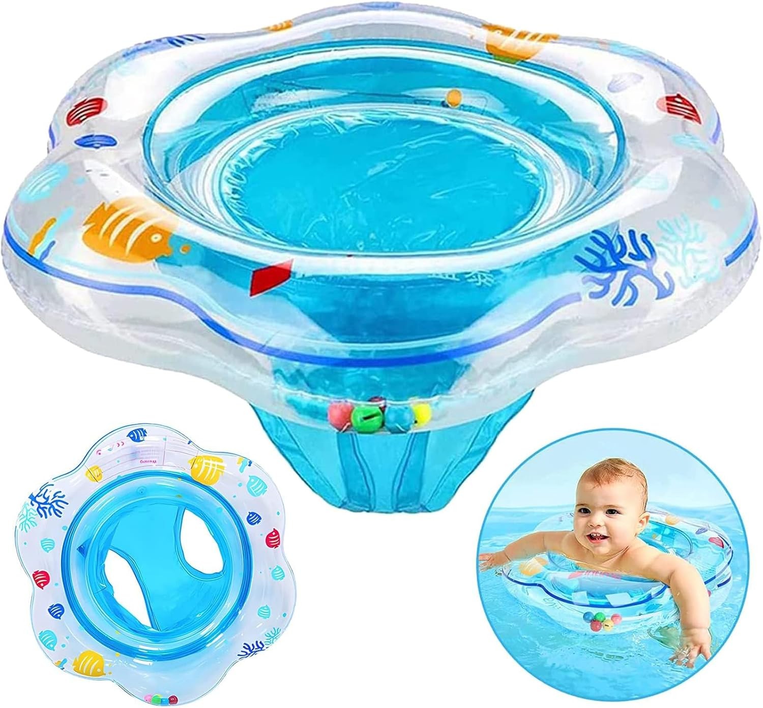 Baby Swimming Float, Inflatable Baby Swimming Ring with Safety Seat, Baby Bath
