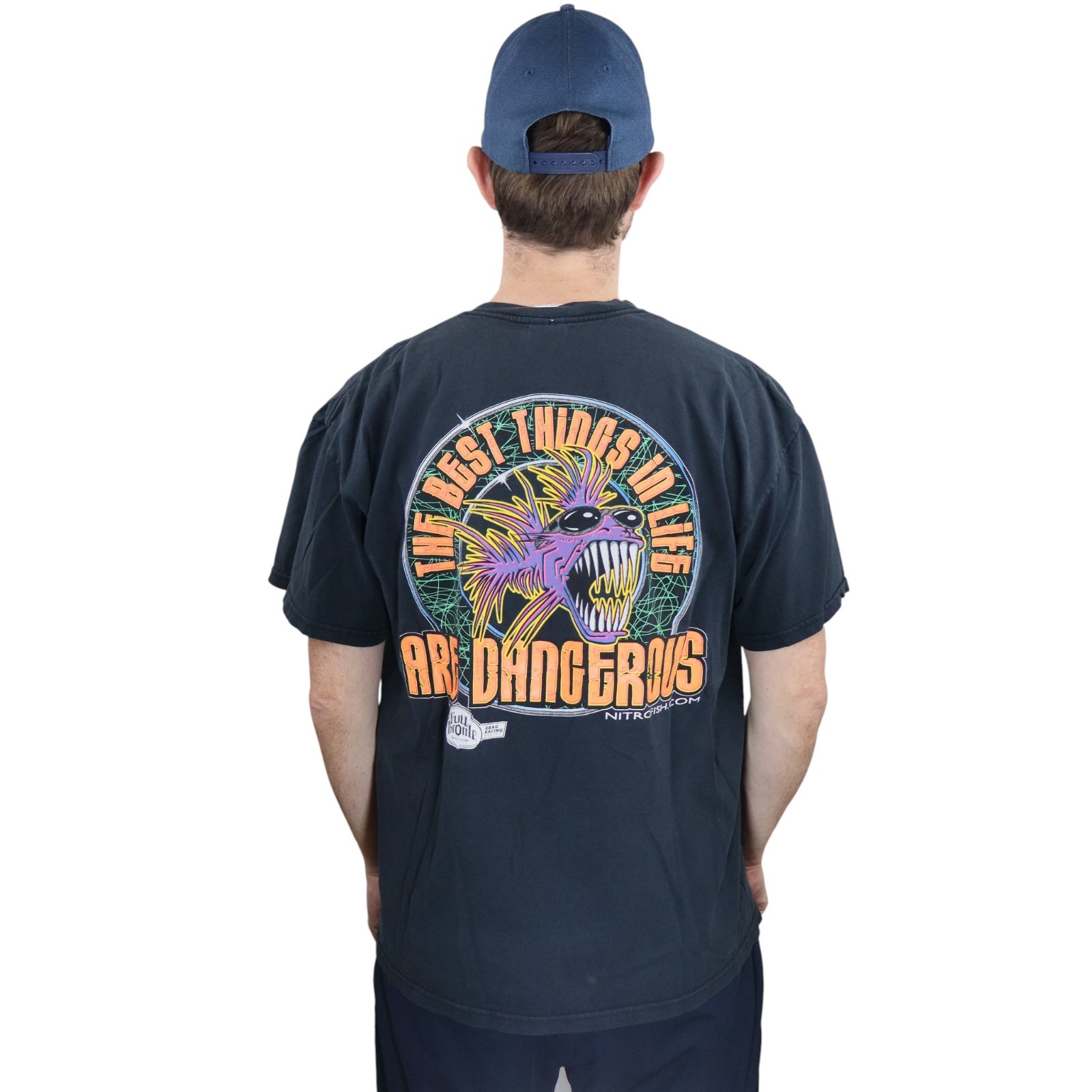 Vintage Nitro Fish NHRA T Shirt Mens XL Captain Chaos Pro Drag Racing Cars Tee