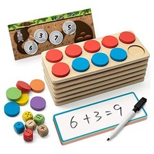 Wooden Ten-Frame Set Math Manipulatives for Kindergarten Elementary 1st 2nd
