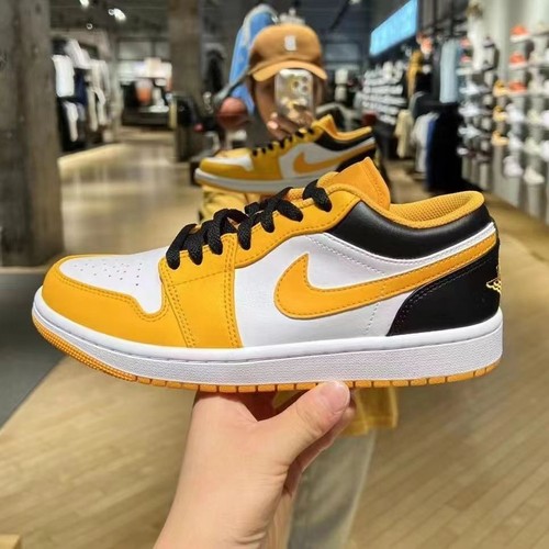 Low-top Original AJ1 Sneakers Size 10.5 Yellow Black White High Version - Picture 7 of 9
