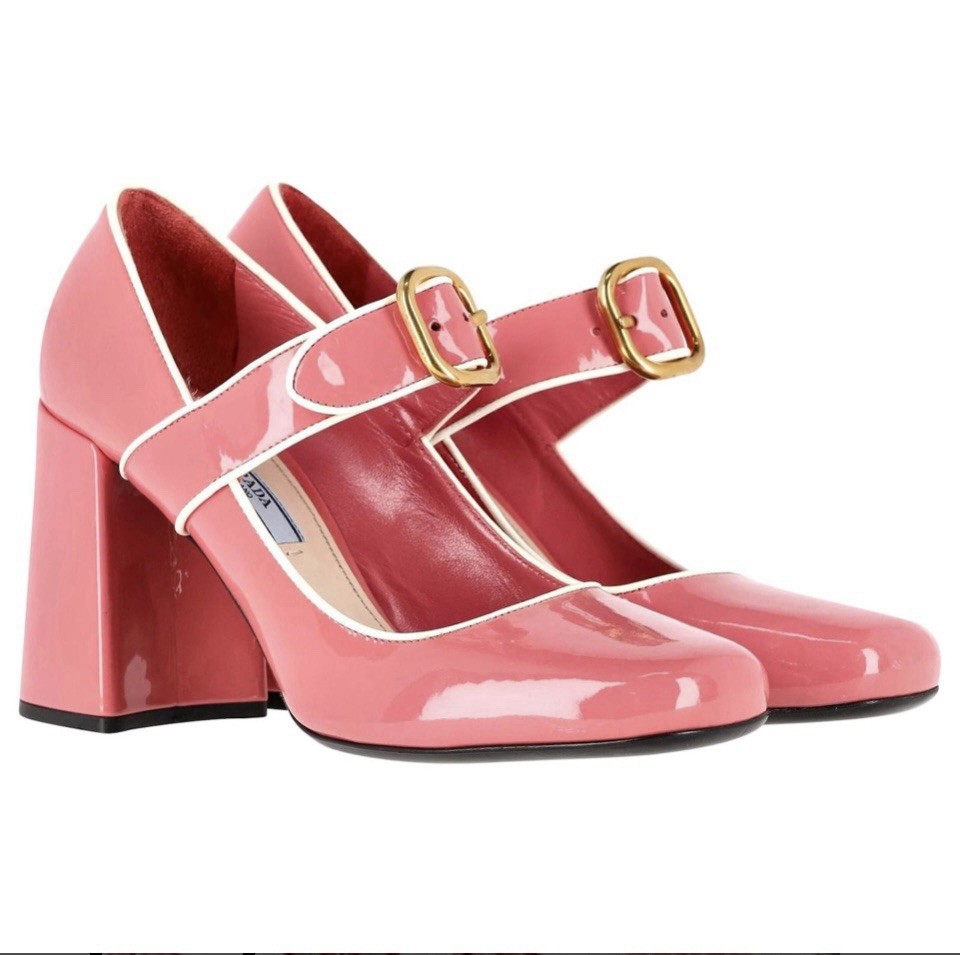 Prada Mary Jane Pumps In Pink Patent Leather 