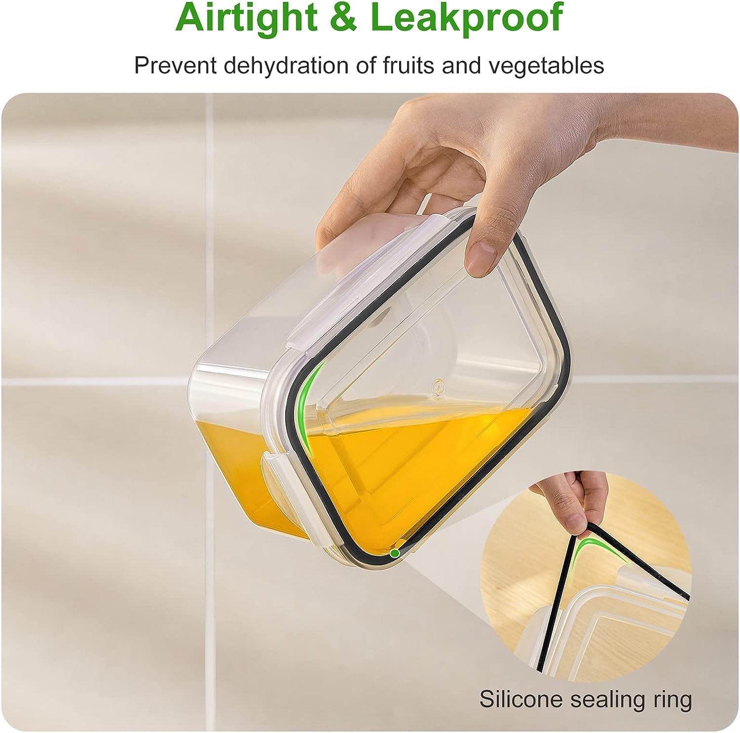 4 PCS Fruit Storage Containers for Fridge with Removable Colander Airtight Food