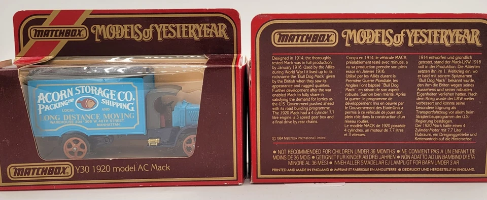 Lot of 2 VTG 1984 Matchbox Models of Yesteryear Y-30 1920 AC Mack Truck 1:35 - Image 3 of 4