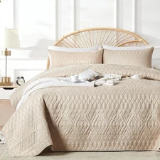 akkialla Twin Size Quilt Bedding Set,Beige Lightweight Twin, 9h-beige 