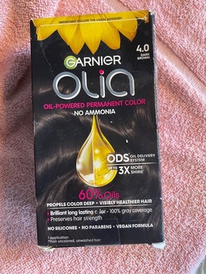 Garnier Olia Ammonia Free Permanent Hair Color #4.0 Dark Brown New