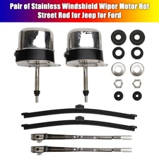 Pair of Stainless Windshield Wiper Motor Hot Street Rod for Jeep for Ford#