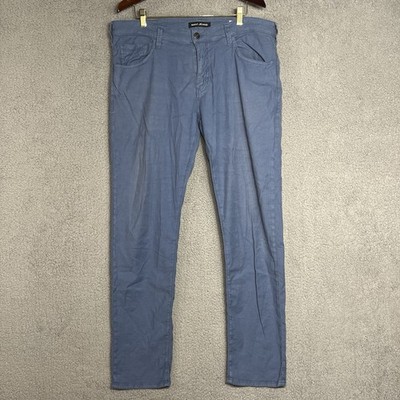 Mavi Jeans Mens 38x34 Zach Blue Linen Blend Mid Rise Straight Leg