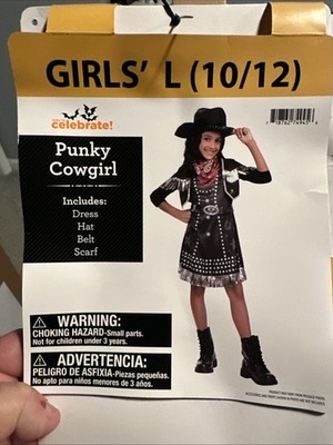 Girls Halloween Costume Punky Cowgirl Large 10-12 New