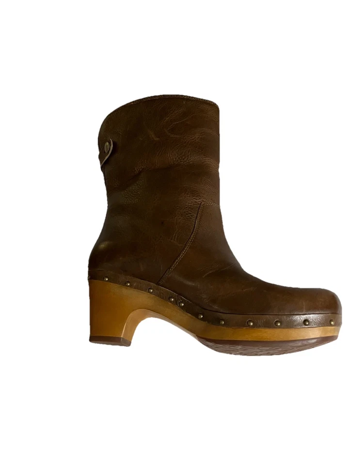 UGG Australia Lynnea Marrón Cuero Piel de Oveja Zueco Botines Talla 9 Foto 3 de 4