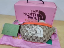 Gucci x The North Face GG Canvas Belt Bag Body Bag Waist Pouch Beige Orange