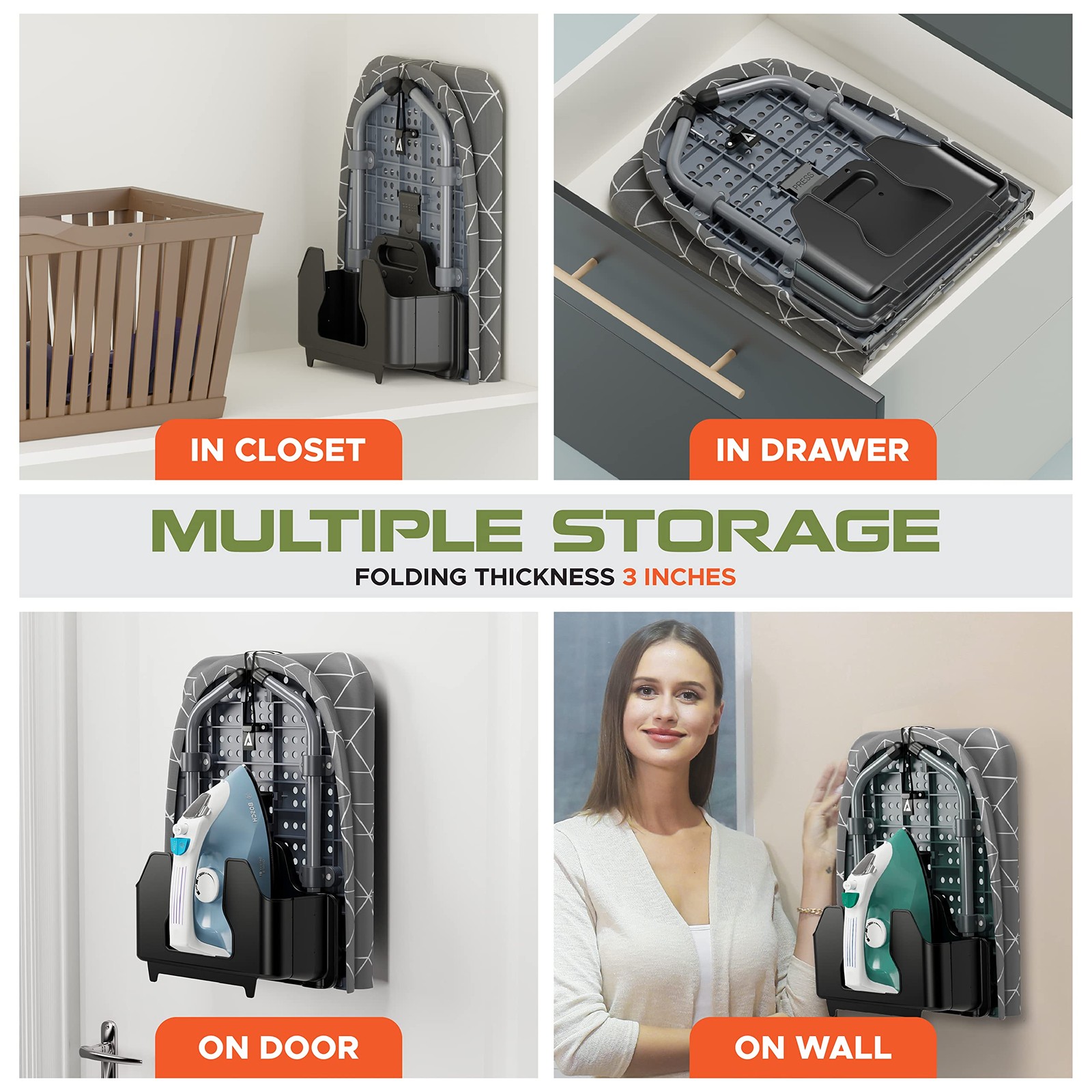 Table Top Ironing Board with Wall Mount, D-Crease, Portable Space Saving Mini...